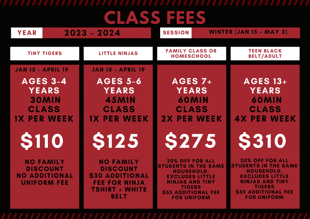 OUR FEES KARATEDO ACADEMY